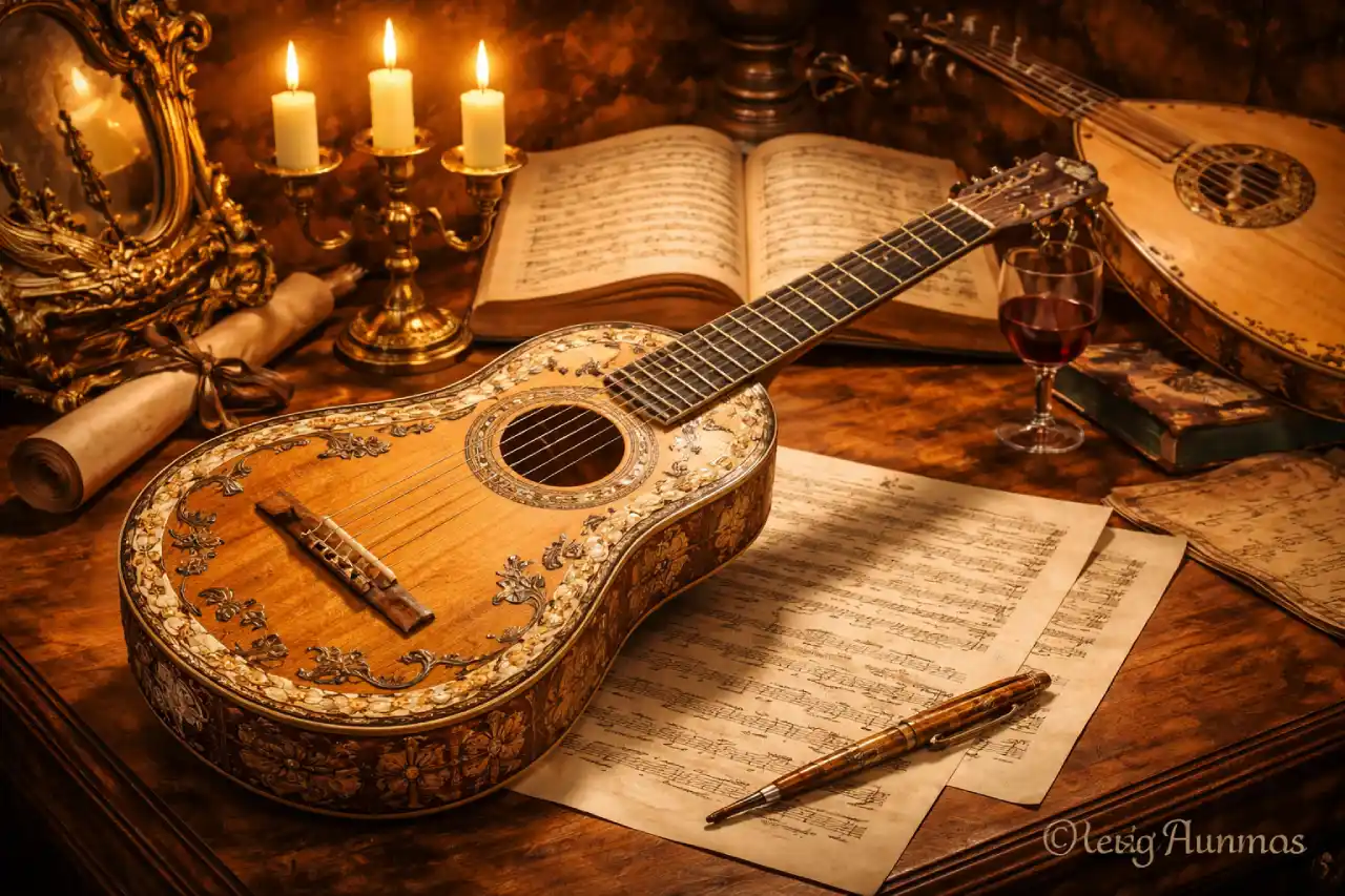 Baroque guitar five course instrument