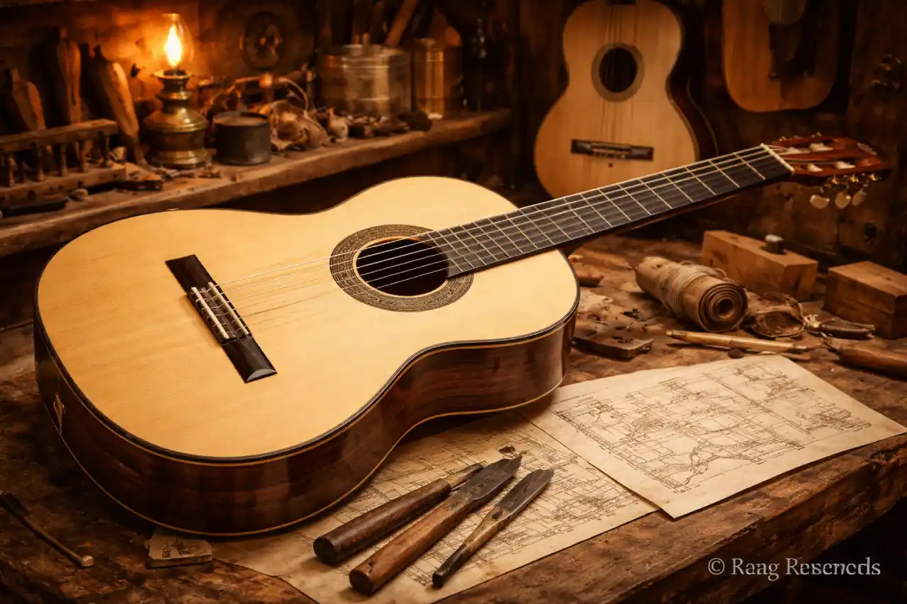 Modern classical guitar performance stage
