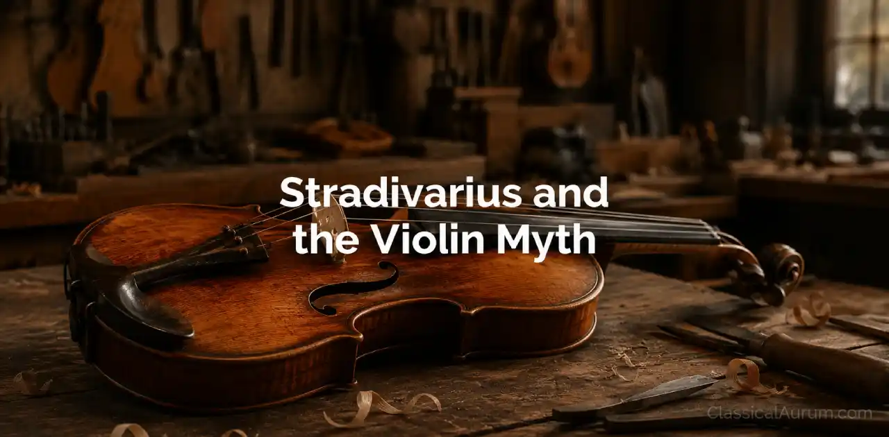 Stradivarius violin in classical concert hall